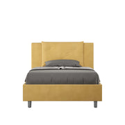 BS COM Letto una piazza e mezza con rete imbottito 110x190 microfibra ocra