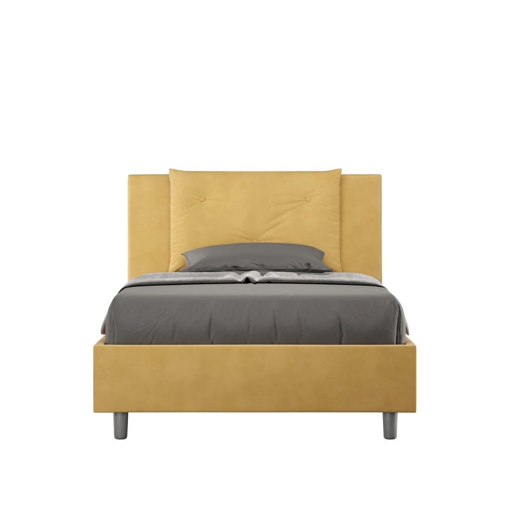 BS COM Letto una piazza e mezza con rete imbottito 110x190 microfibra ocra