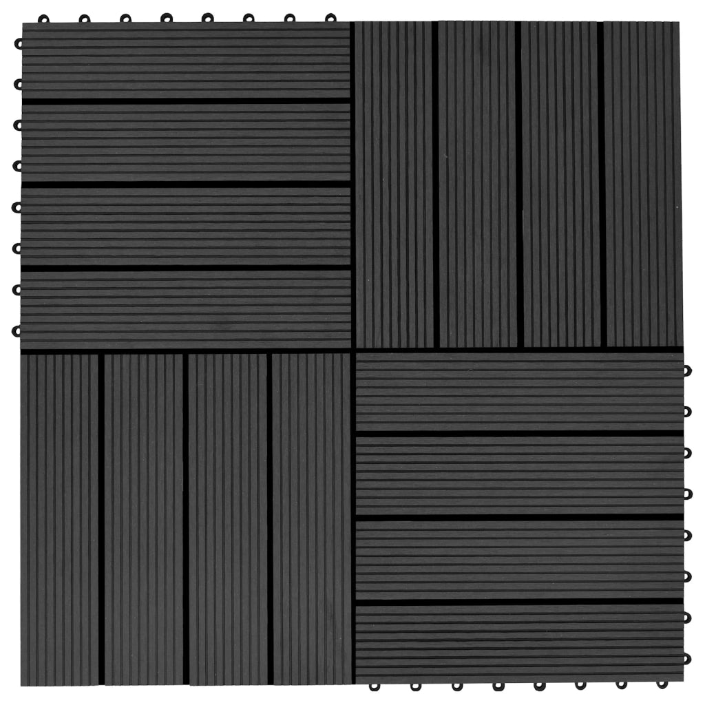 Piastrella per Decking 11 pcs Nero 30 x 30 cm WPC 42046668