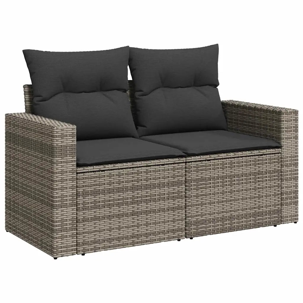 Set Divano da Giardino con cuscino 11 pcs Grigio polyrattan