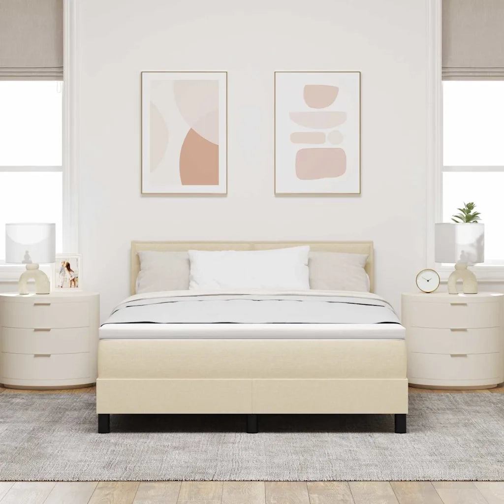 Letto a molle con materasso con led Crema 140 x 190 cm Tessuto