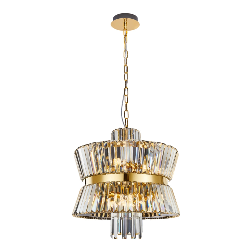 Lampadario in cristallo glamour oro Aurelia 12xE14 Milagro