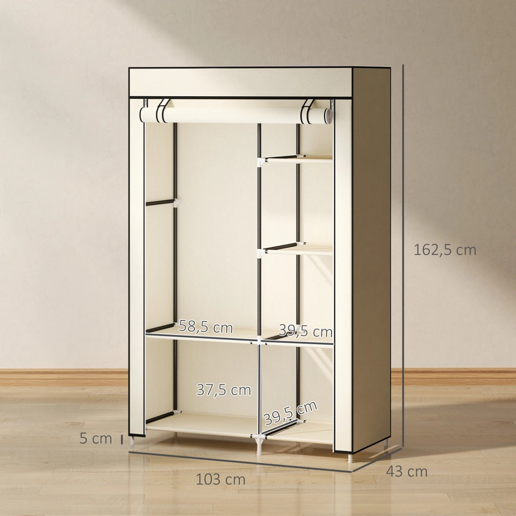 Armadio in Tessuto con Ripiani e Appendiabiti ¨C Zephmum ¨C Beige