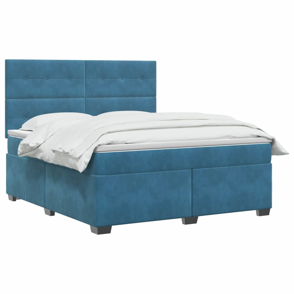 Letto box spring con materasso Blu 180 x 200 cm Velluto 3455160