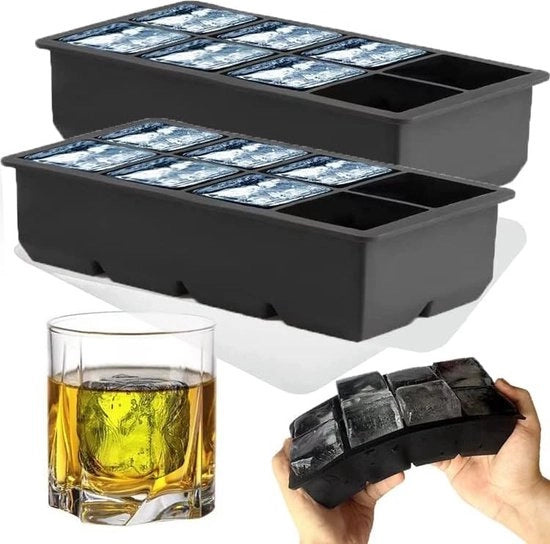 Igloo in forma di cubetto, 2 pezzi, silicone, senza odore, stivabile e lavastoviglie resistente, per birra, whisky, cocktail e snack per bambini, inclusa la versione nera