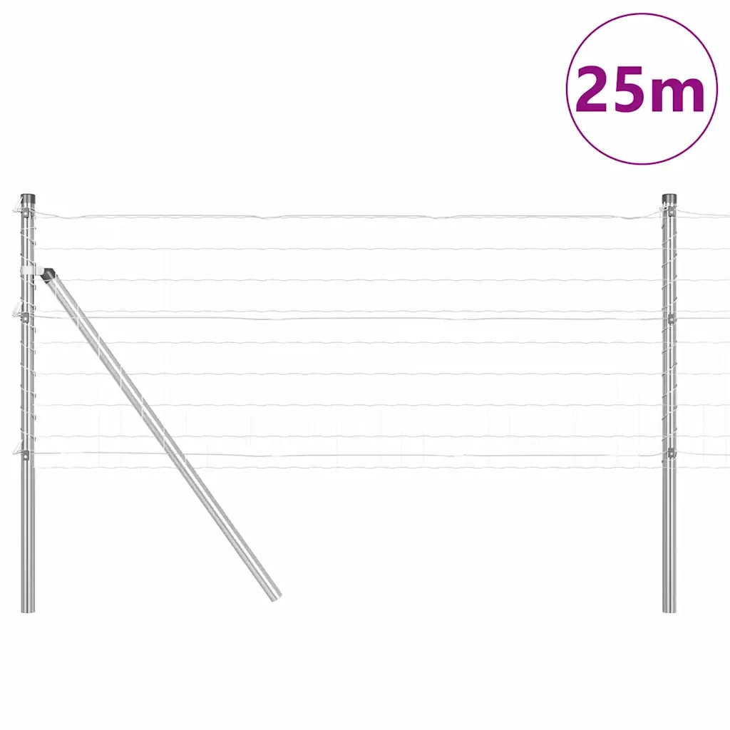 Recinzione da Giardino | Recinzione con Posto Argento 0,4 x 25 m Acciaio e PVC