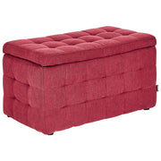 Pouf contenitore in tessuto rosso con coperchio trapuntato camera da letto