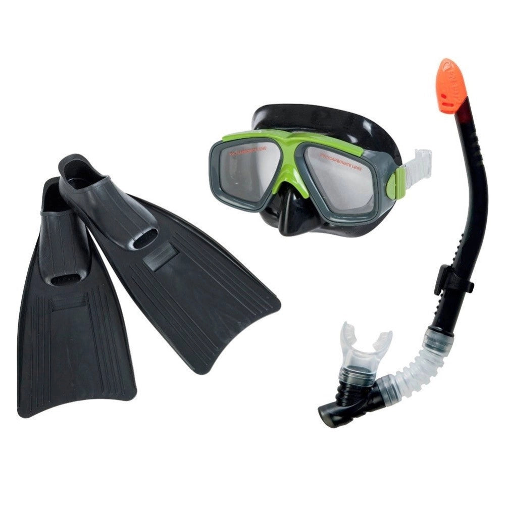 Trade Shop - Set Maschera Boccaio Pinne Per Immersioni Snorkeling Sub Mare Piscina Nero -