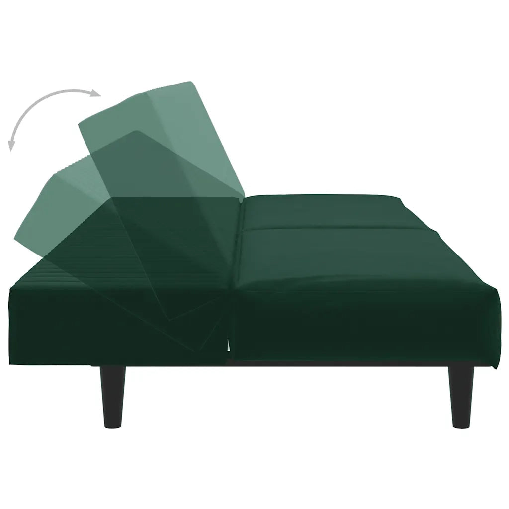 Divano Letto a 2 Posti-Sofa Letto 2 Posti-Daybed Verde Scuro in Velluto 651298