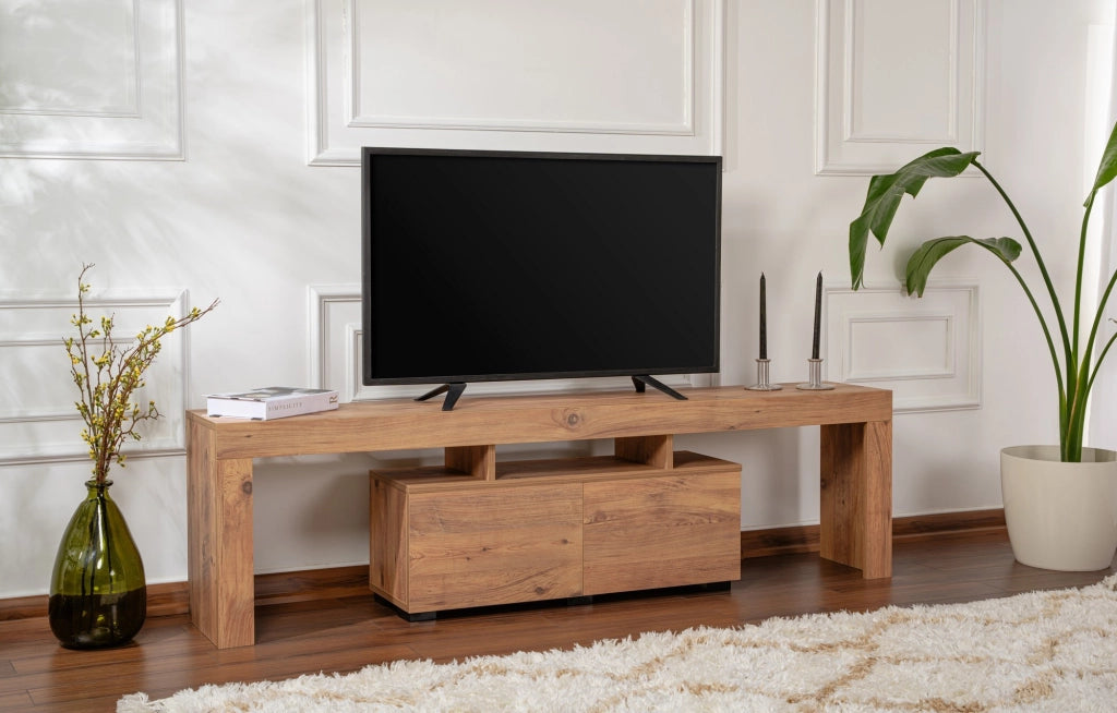 Porta TV in legno "Enclave" - 180 x 31 x 50 cm - Marrone