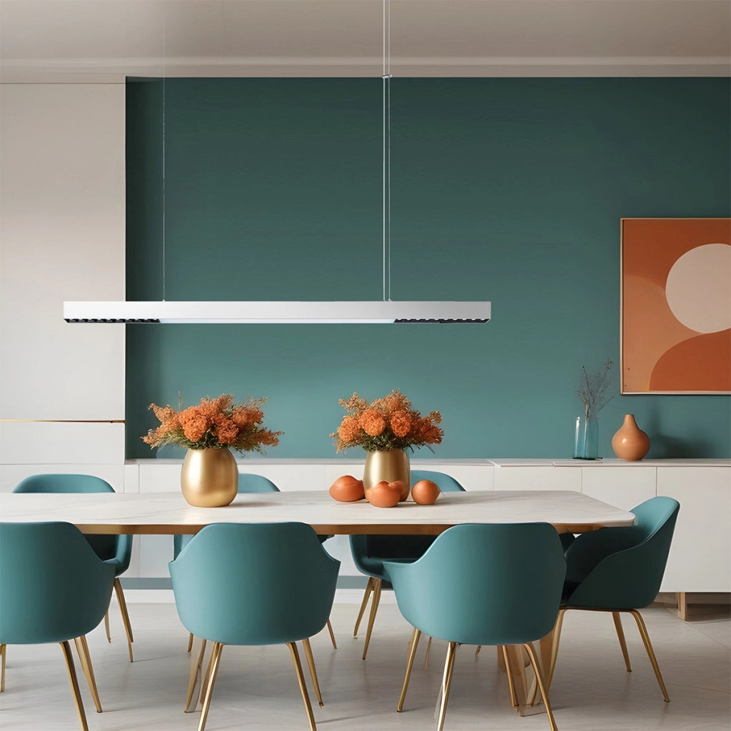 Lampada sospesa moderna bianca lineare 120cm LED 47W