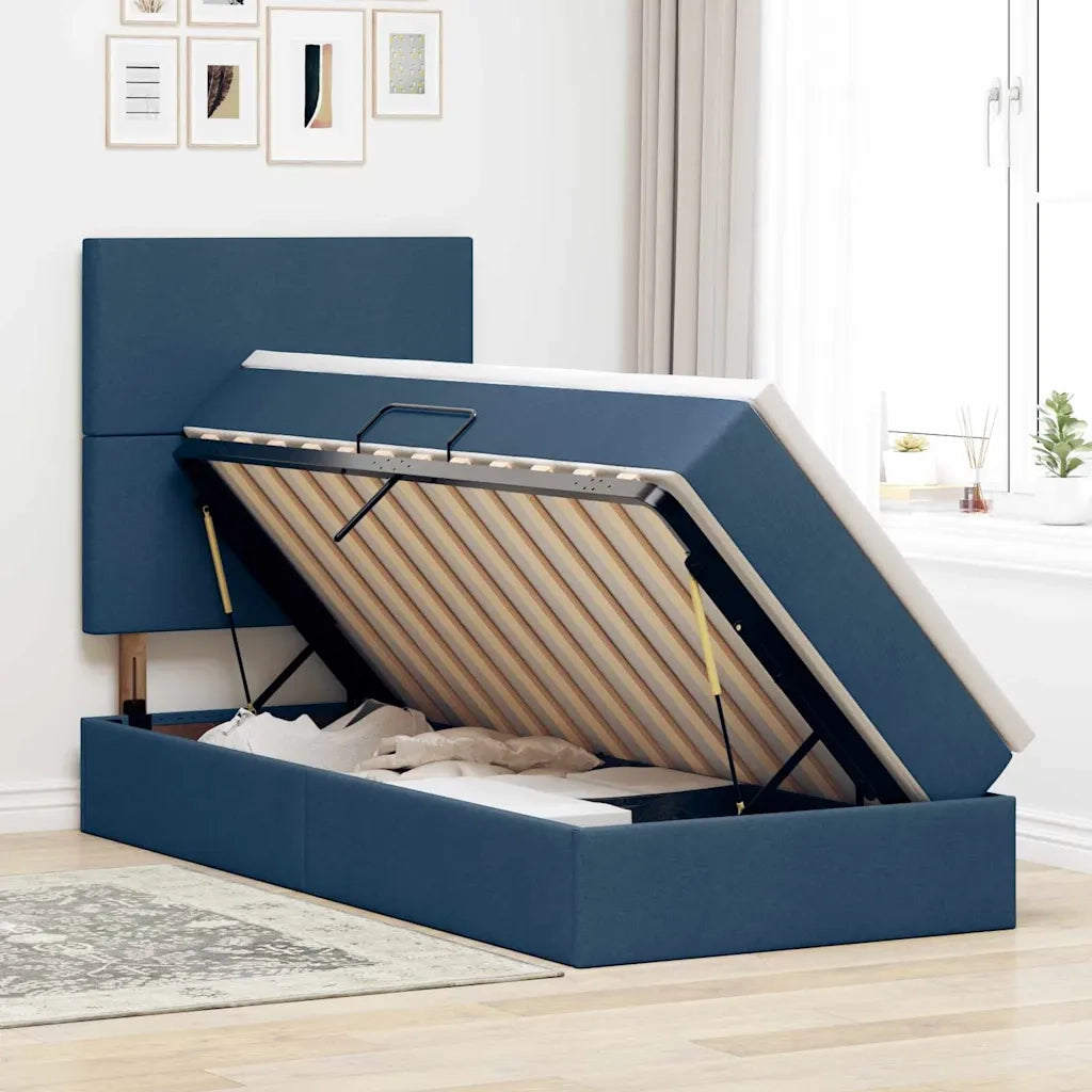 Letto con contenitore e LED con led Blu 90 x 190 cm Poliestere 3372326