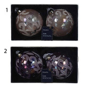 Set 2 palline di natale in vetro con perline 10 cm