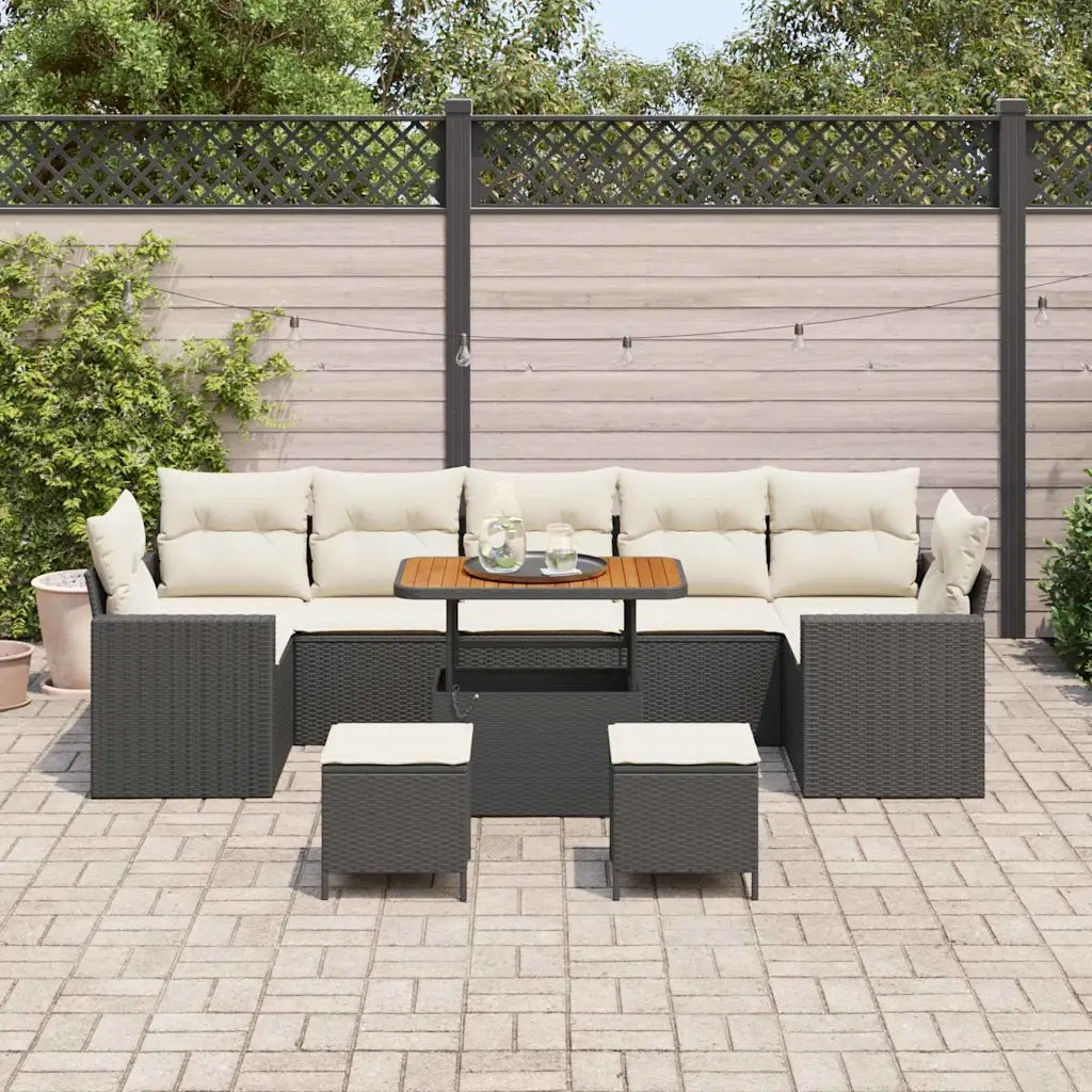 Set Divano da Giardino 10 pcs Nero polyrattan 3361600