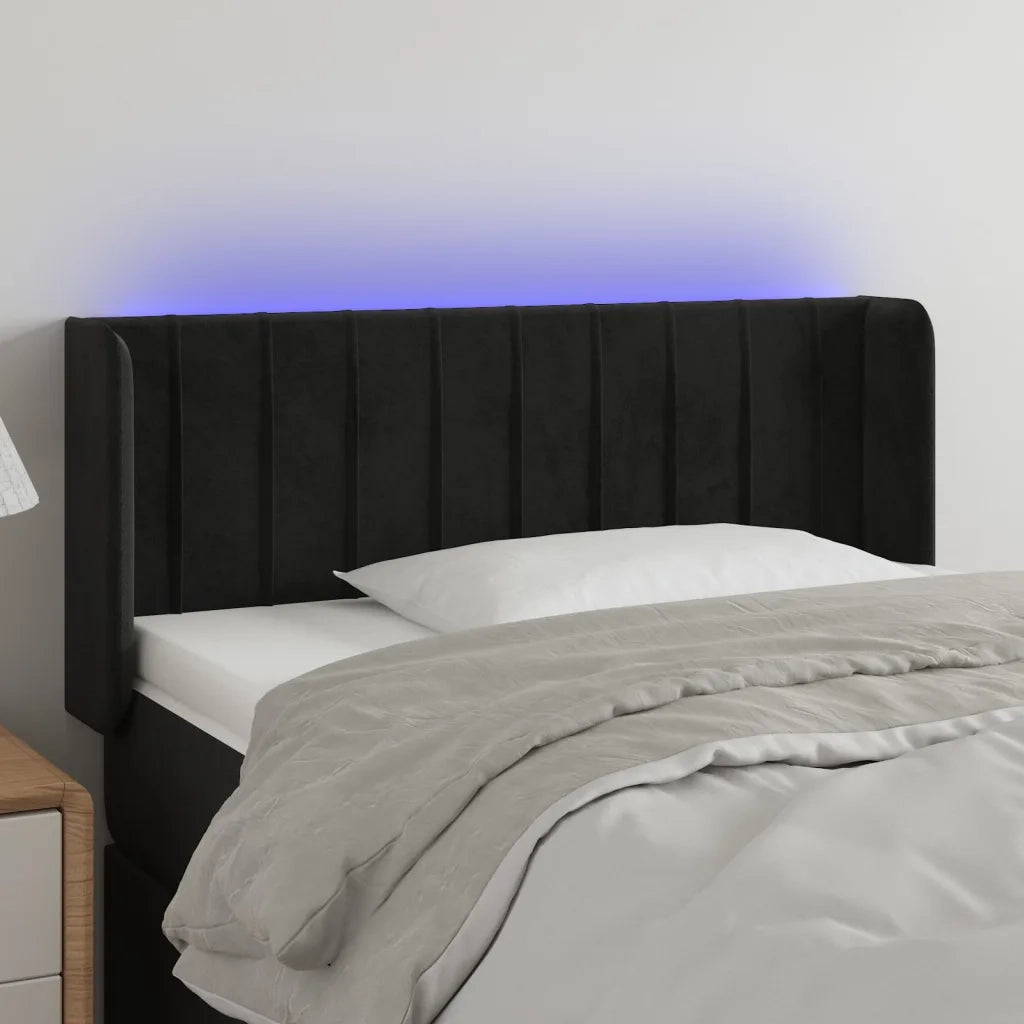 Testiera a LED-Testata con LED Nera 103x16x78/88 cm in Velluto 172397
