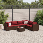 Set Divani da Giardino 7 pz con Cuscini in Polyrattan Marrone 3308149