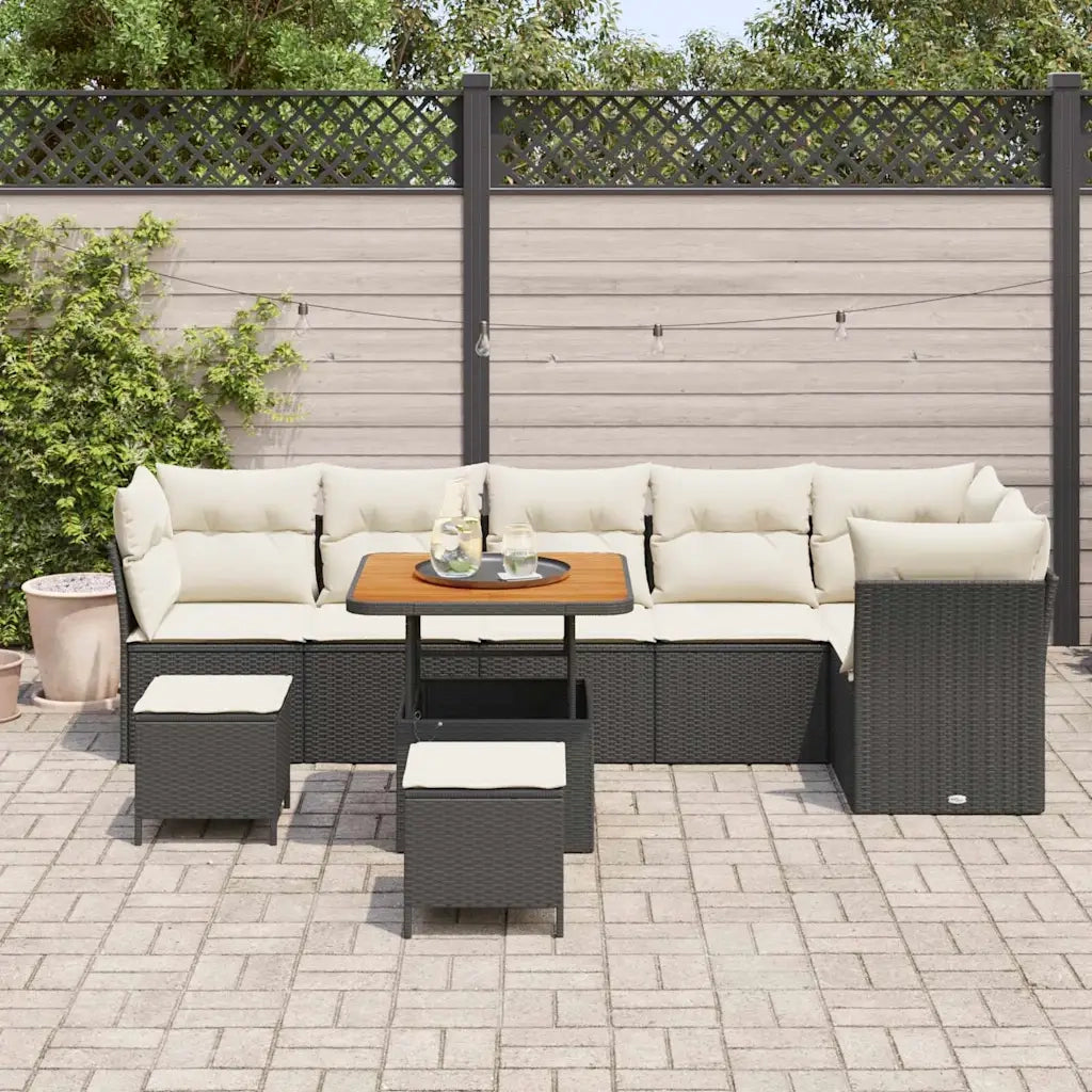 Set Divano da Giardino 9 pcs Nero polyrattan 3361500