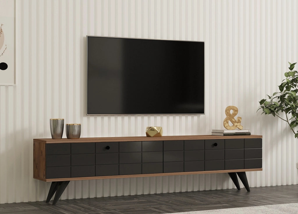 Porta TV in legno "Alberi" - 160 x 25 x 35 cm - Grigio antracite