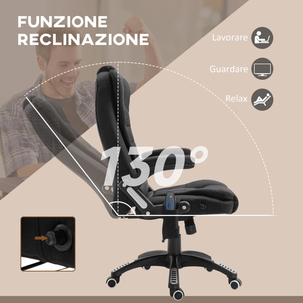 Sedia da Ufficio Massaggiante e Riscaldata con Dondolo ¨C Minimal ¨C Nero