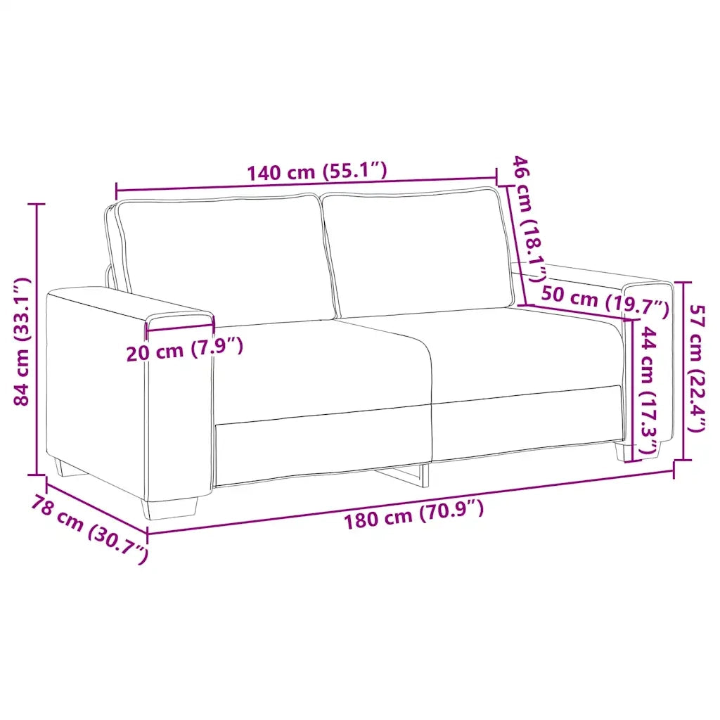 Divano a 2 posti Marrone 180x78x84 cm Tessuto 4104984