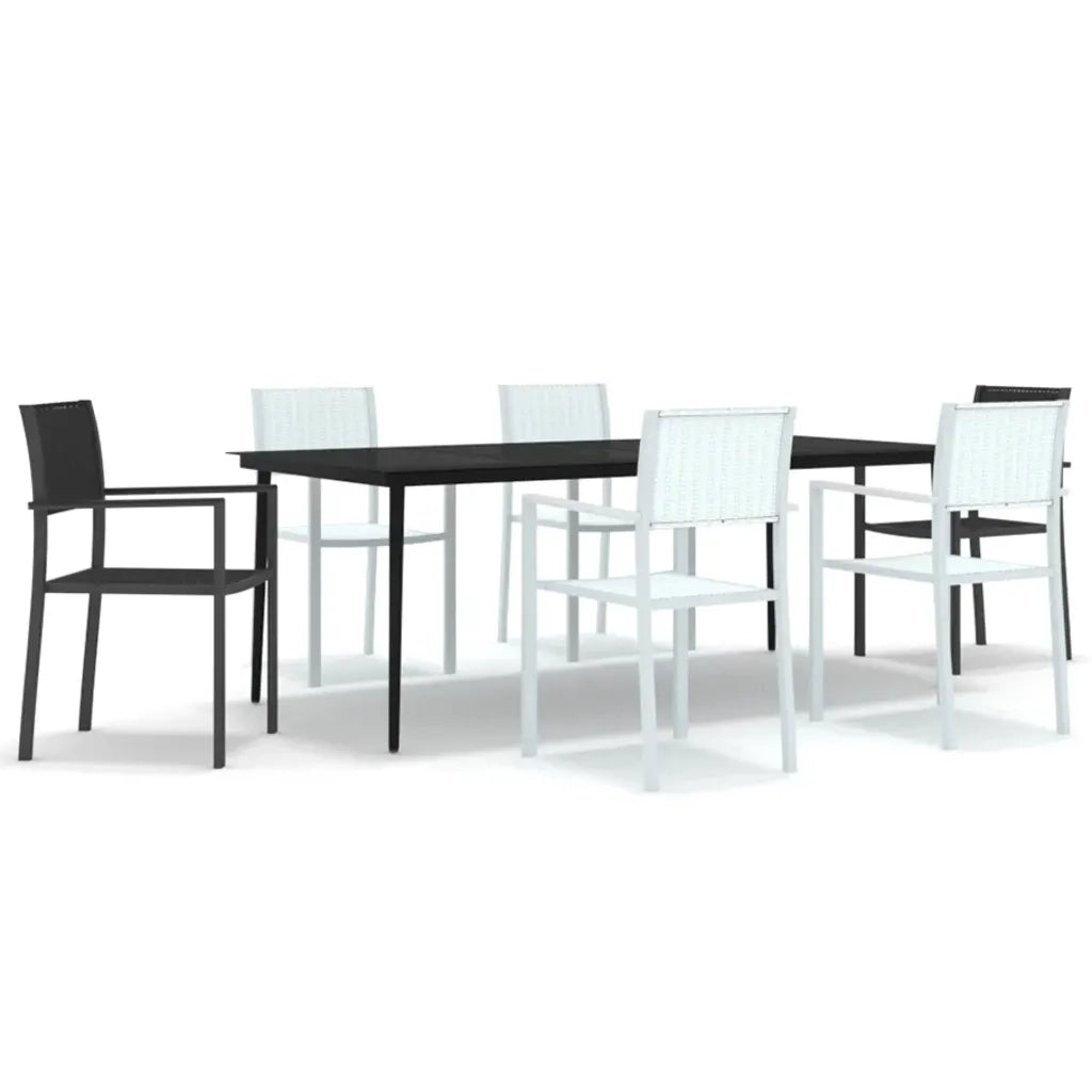 Set Mobili da Pranzo da Giardino 7 pz Bianco e Nero 3099279
