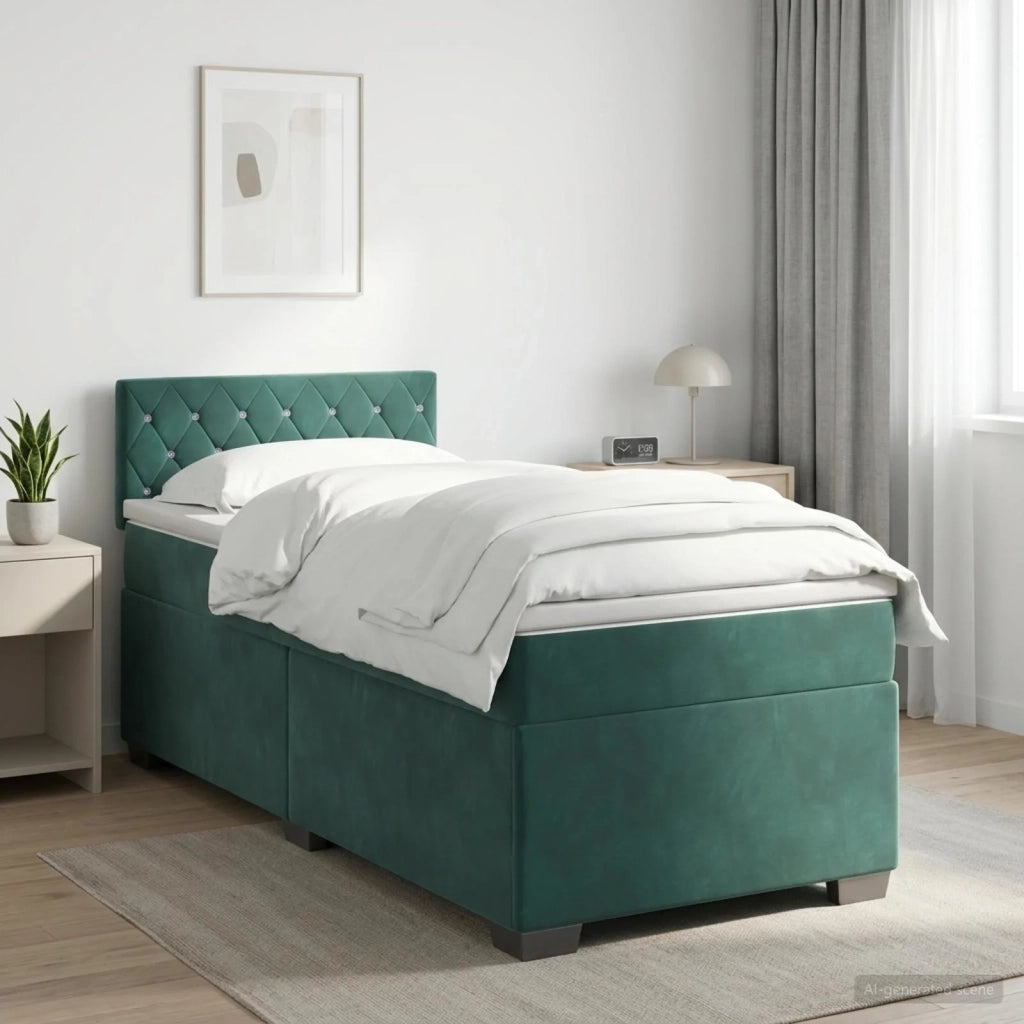 Letto box spring con materasso Verde Scuro 80 x 200 cm Velluto 3450599