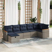 Set Divani da Giardino 7 pz con Cuscini Grigio in Polyrattan 3325932