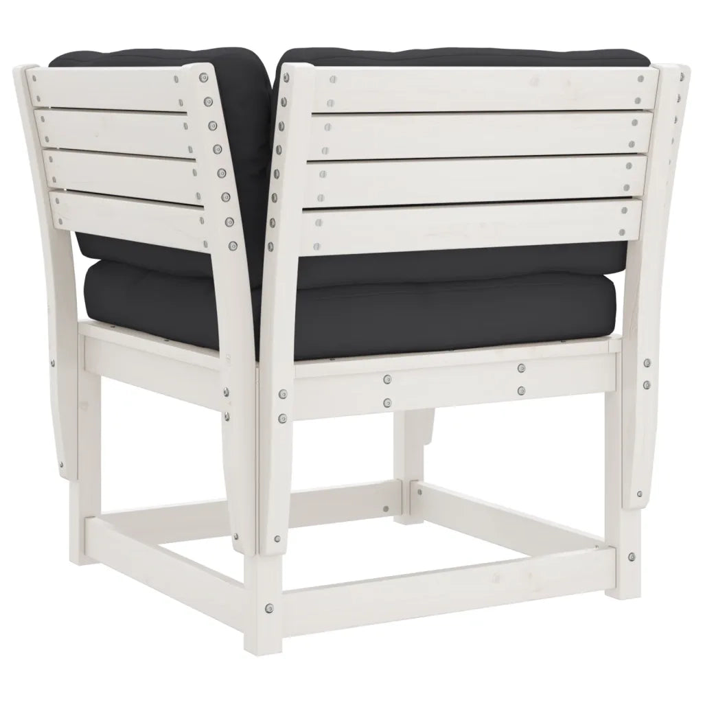 Divano Giardino con Braccioli con Cuscini Legno Pino Bianco 844695