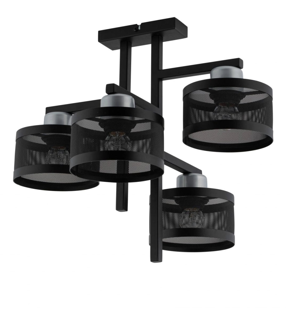 Plafoniera moderna nero/argento 3 luci E27 Sigma Off