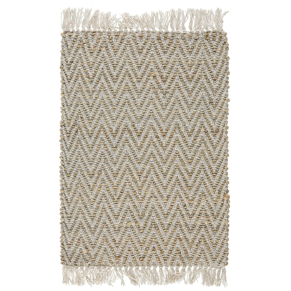 Tappeto passatoia Beige iuta e cotone 50 x 80 cm con frange intrecciato a mano Boho ingresso camera da letto