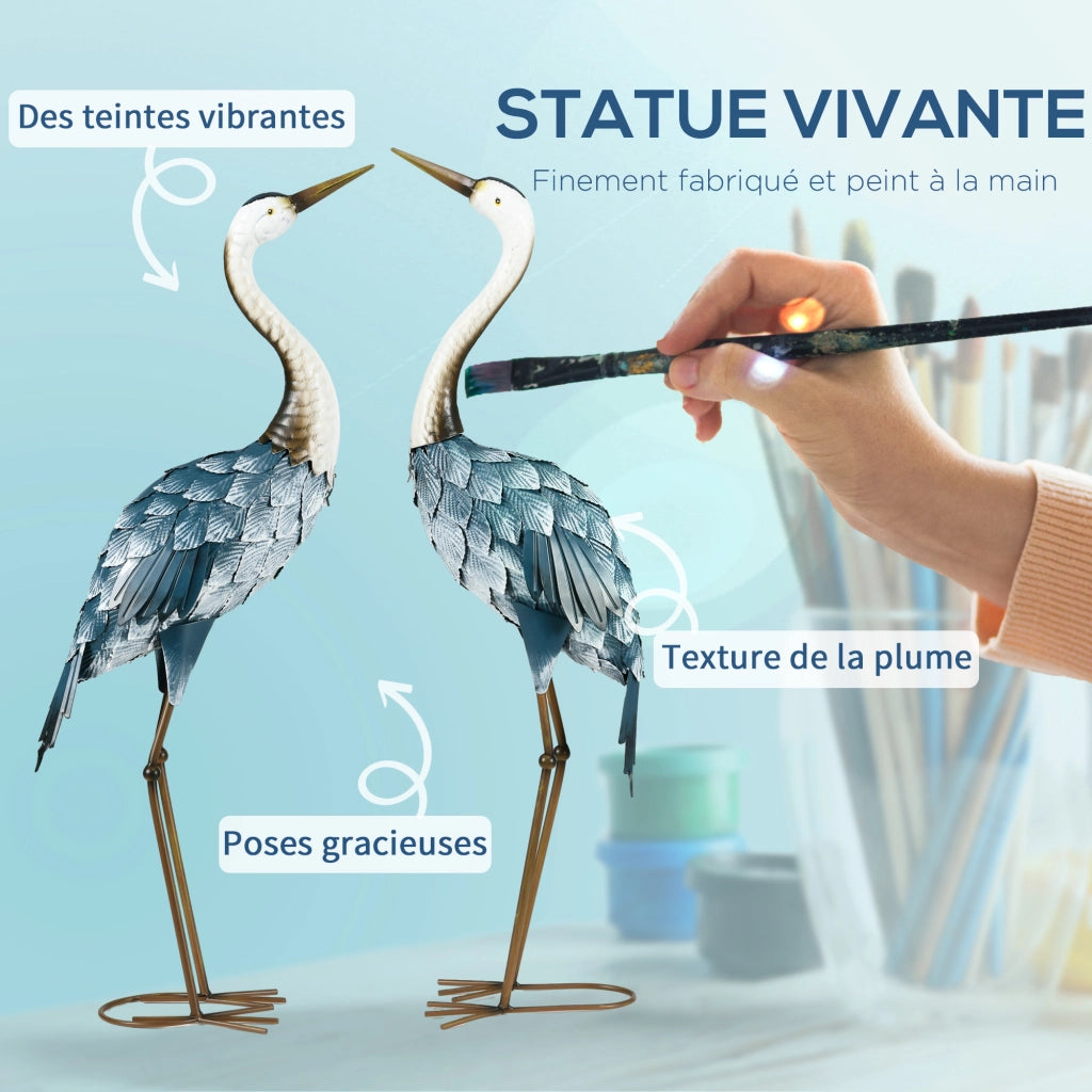 Statue da giardino gru ¨C zephmum ¨C acciaio, 2 pezzi