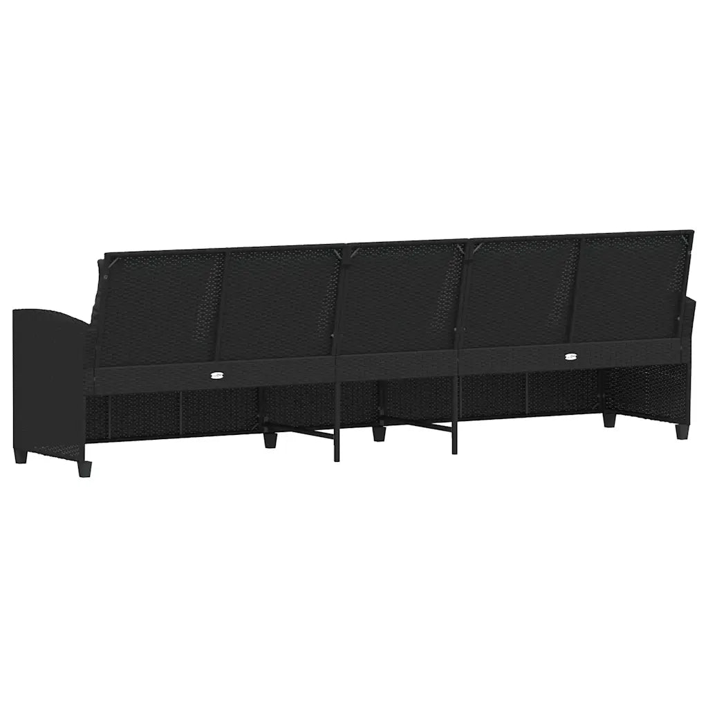Divano da Giardino a 5 Posti con Cuscini Nero in Polyrattan 4104112