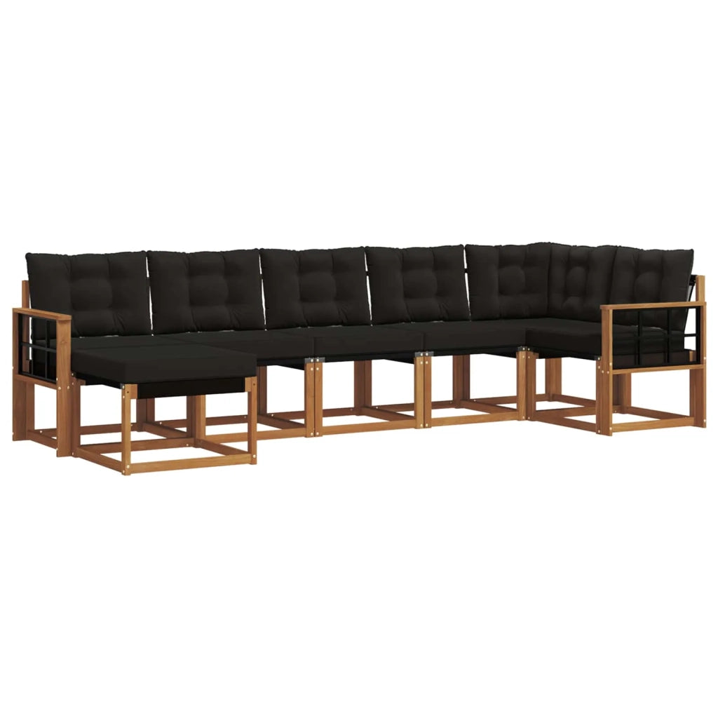 Set di divani da esterno con cuscino 7 pcs Naturale e Nero 3368887