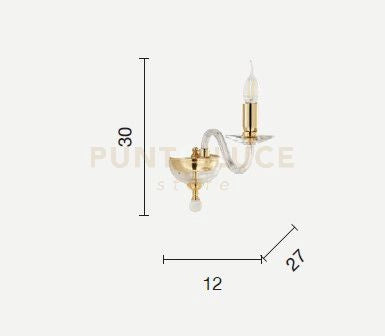 APPLIQUE  PAGANINI AMBRA ORO 1 LUCI ATTACCO E14 H.30CM