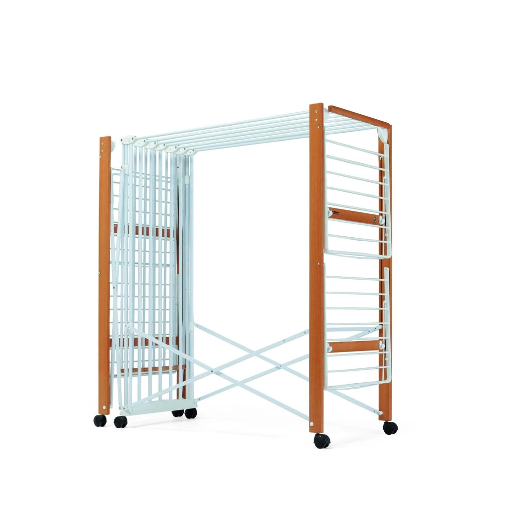 Foppapedretti 9900423606 Allungo Stendino Pieghevole 30m Faggio con Ruote colore Noce