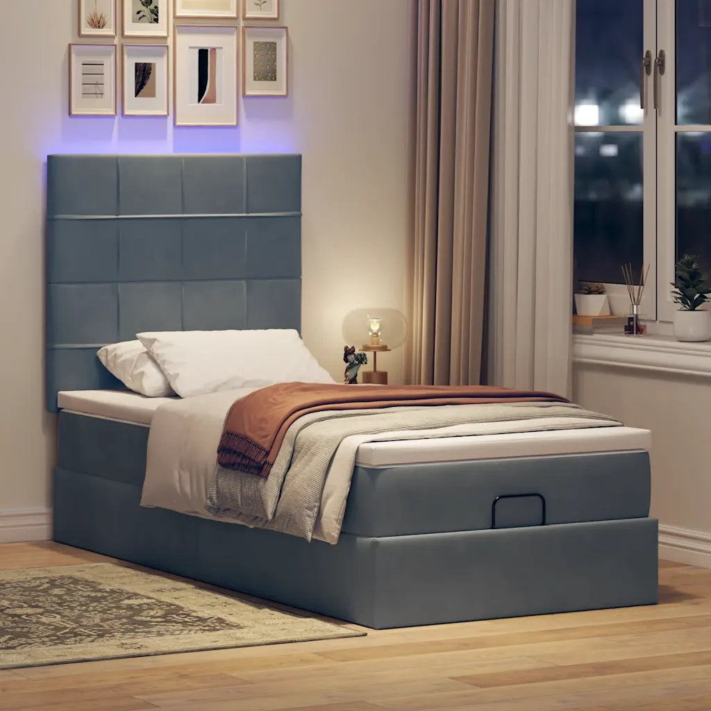 Struttura Letto Pouf con Materassi 100x200 cm Velluto 3314301