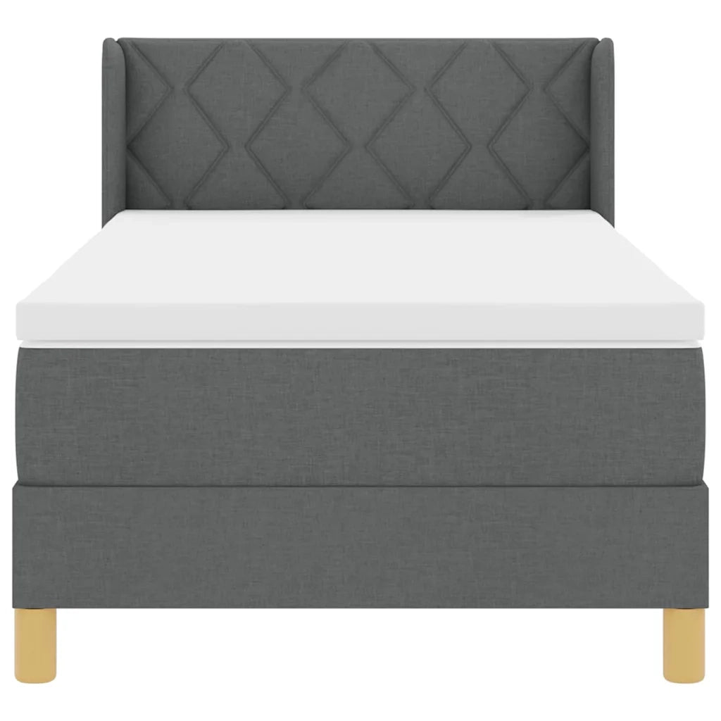 Letto a molle con materasso Grigio scuro 200 x 90 cm Poliestere