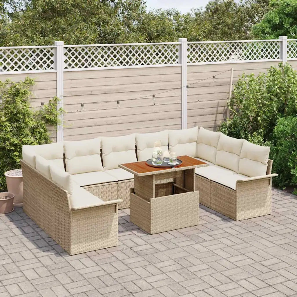 Set Divano da Giardino con cuscino 10 pcs beige e panna 3349378
