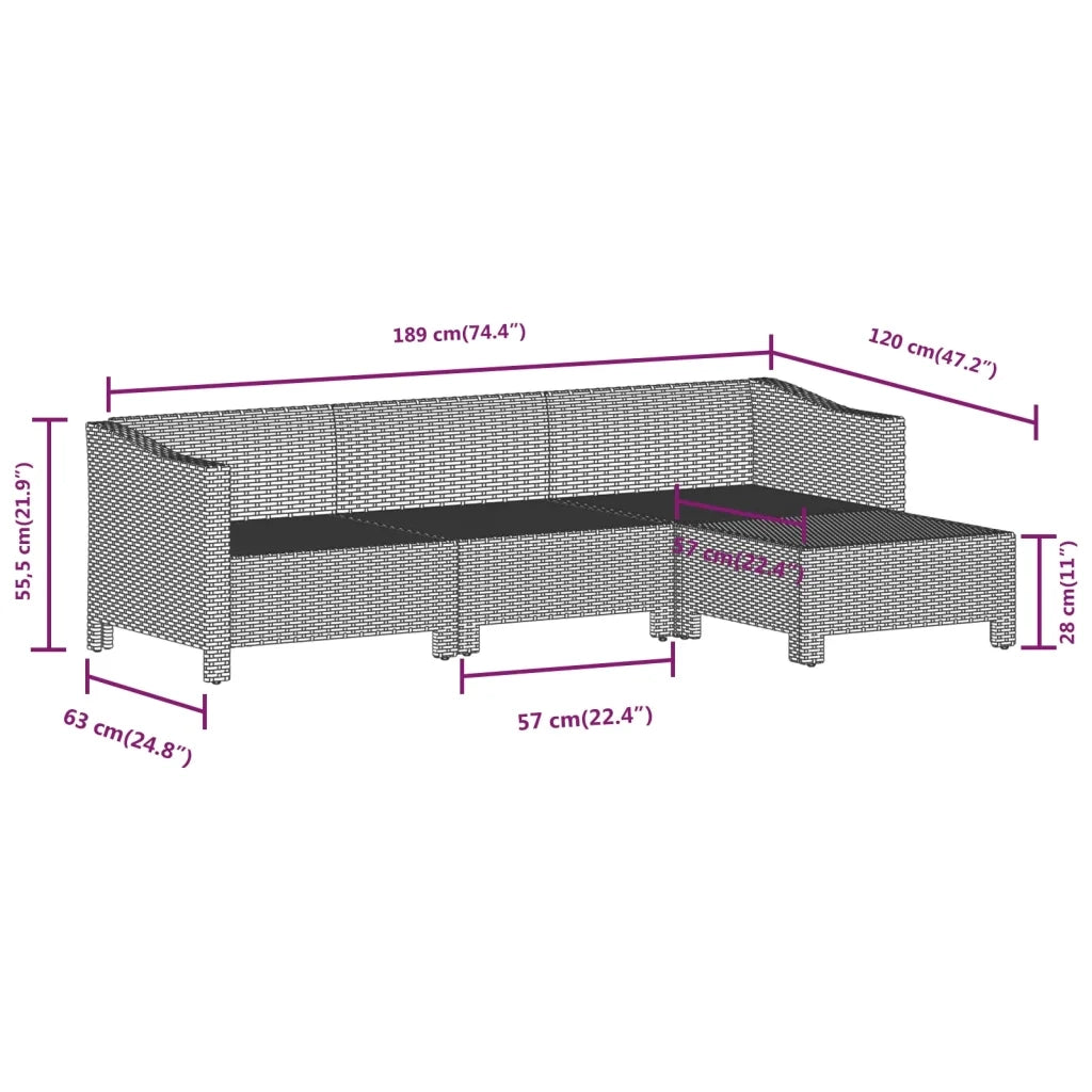 Set Divani da Giardino 8 pz con Cuscini in Polyrattan Grigio 3187303