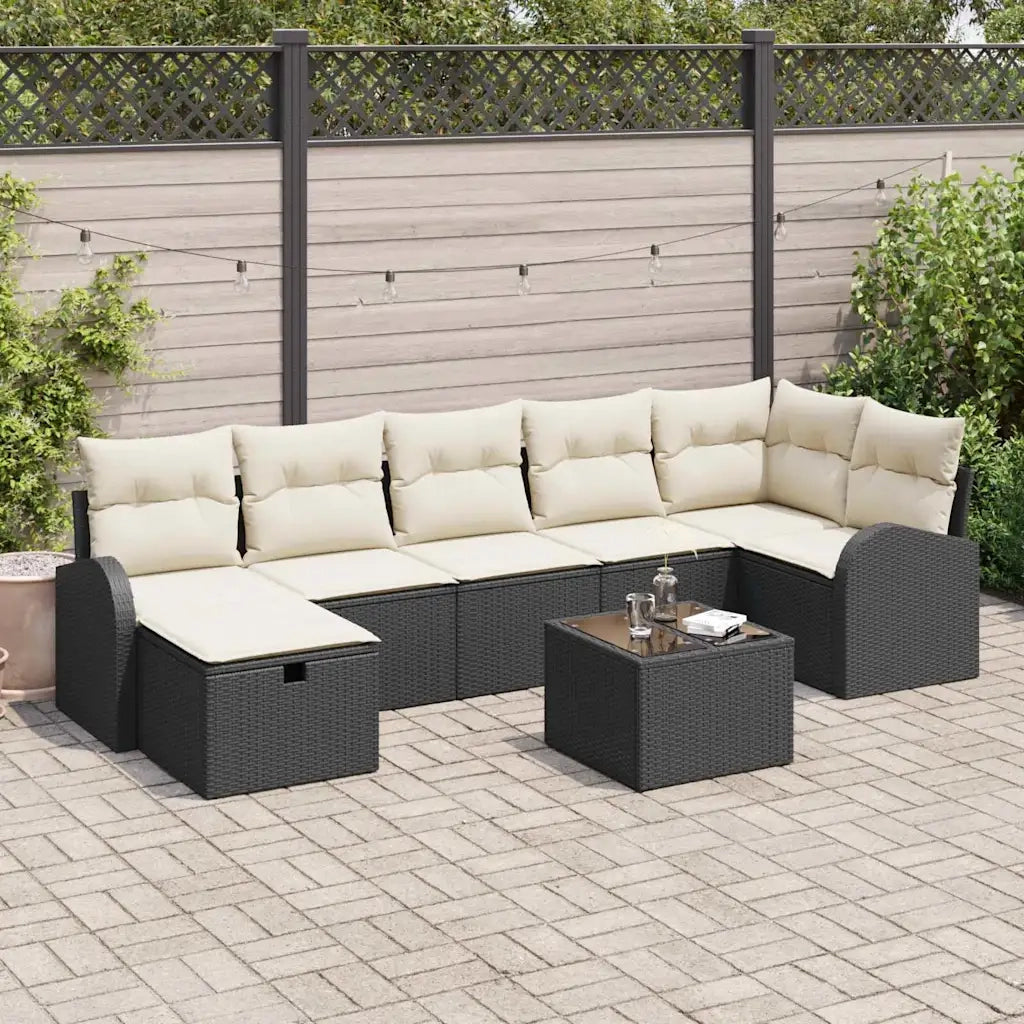 Set Divano da Giardino con cuscino 8 pcs Nero Poly Rattan 3360438