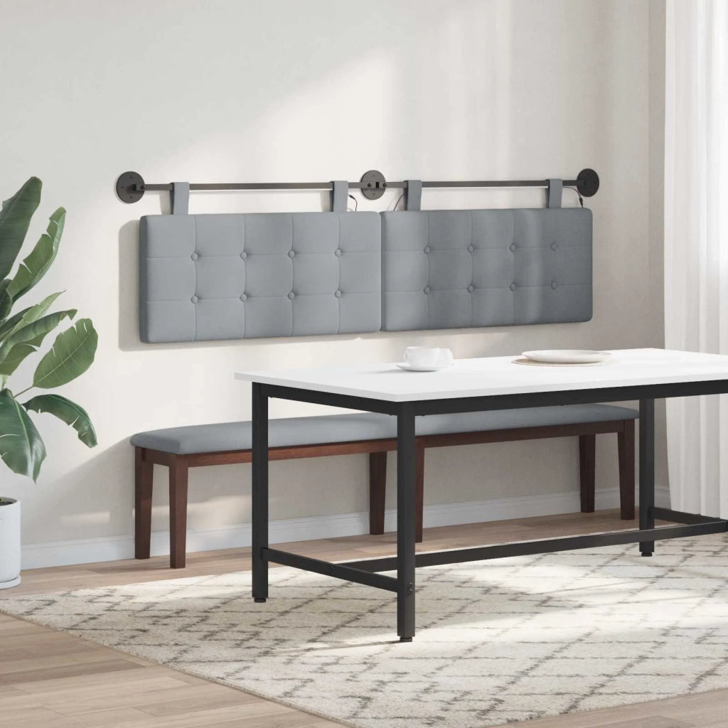 Testiera | Testata sospesa Con luce LED Grigio Chiaro Tessuto