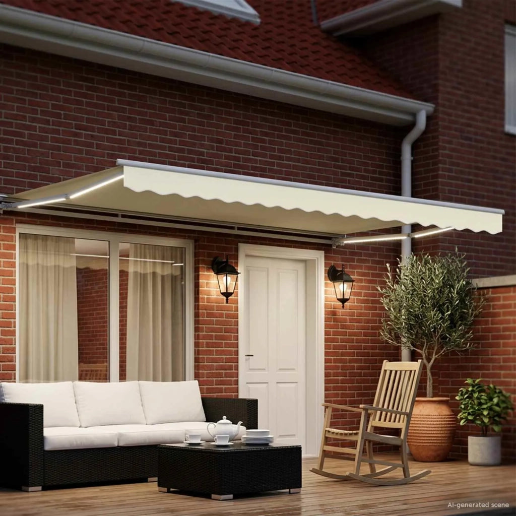 Cornice per Tenda Manuale con LED Crema e Bianco 5 x 3 m 3420687