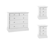Gruppo 1 cassettiera 2 comodini shabby bianco opaco (6070+6071) - Mobili 2G