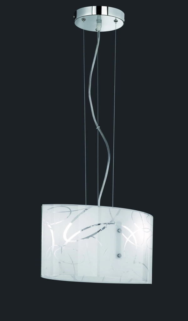 Lampada Sospensione Interno 2 Luci Rettangolare Vetro Cerchi Spirelli GD Trio