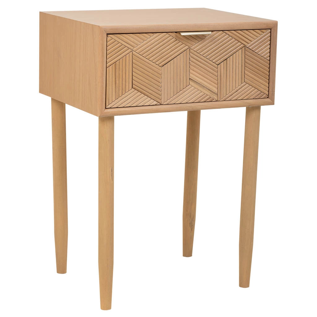 Comodino in legno con 1 cassetto marrone 41x33x60