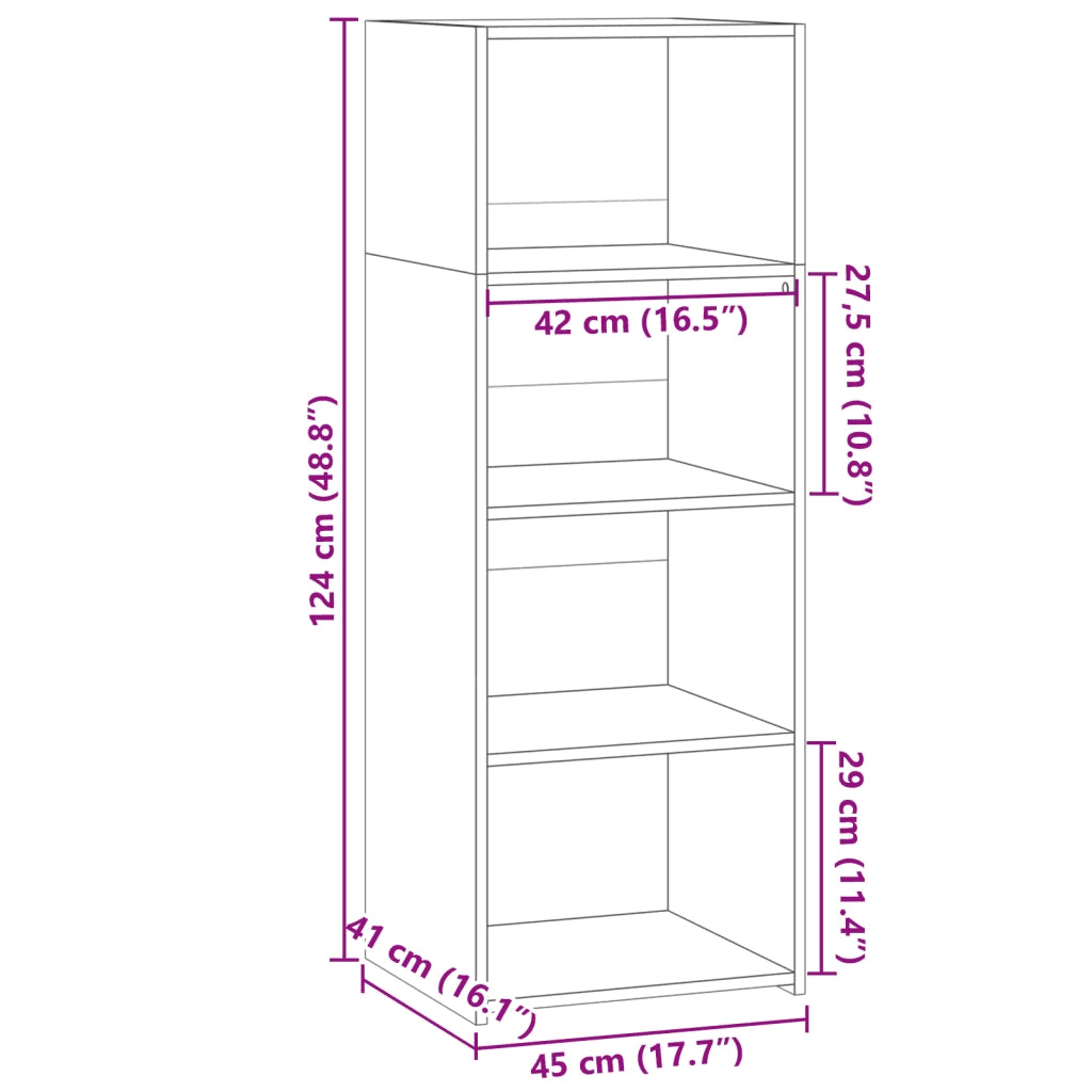 Credenza Nera 45x41x124cm in Legno Multistrato 846391