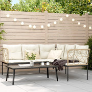 Set Divano da Giardino con Cuscini Nero Acciaio e Textilene