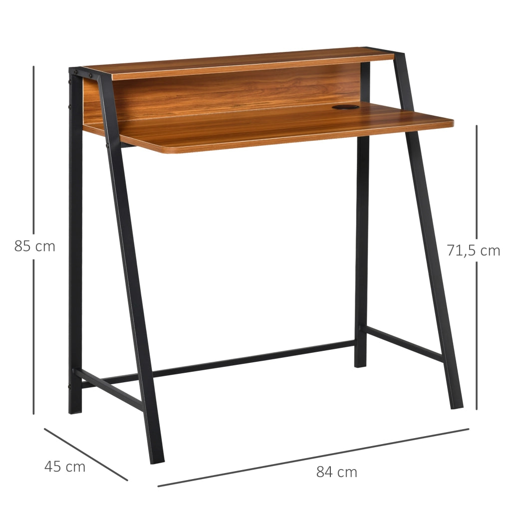 Scrivania da computer con cassetti e gestione cavi ¨C Zephmum ¨C 84x45x85 cm, noce e nero