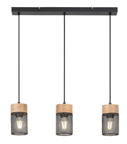 Lampada sospesa Callum industriale legno nero 3xE27 Rabalux