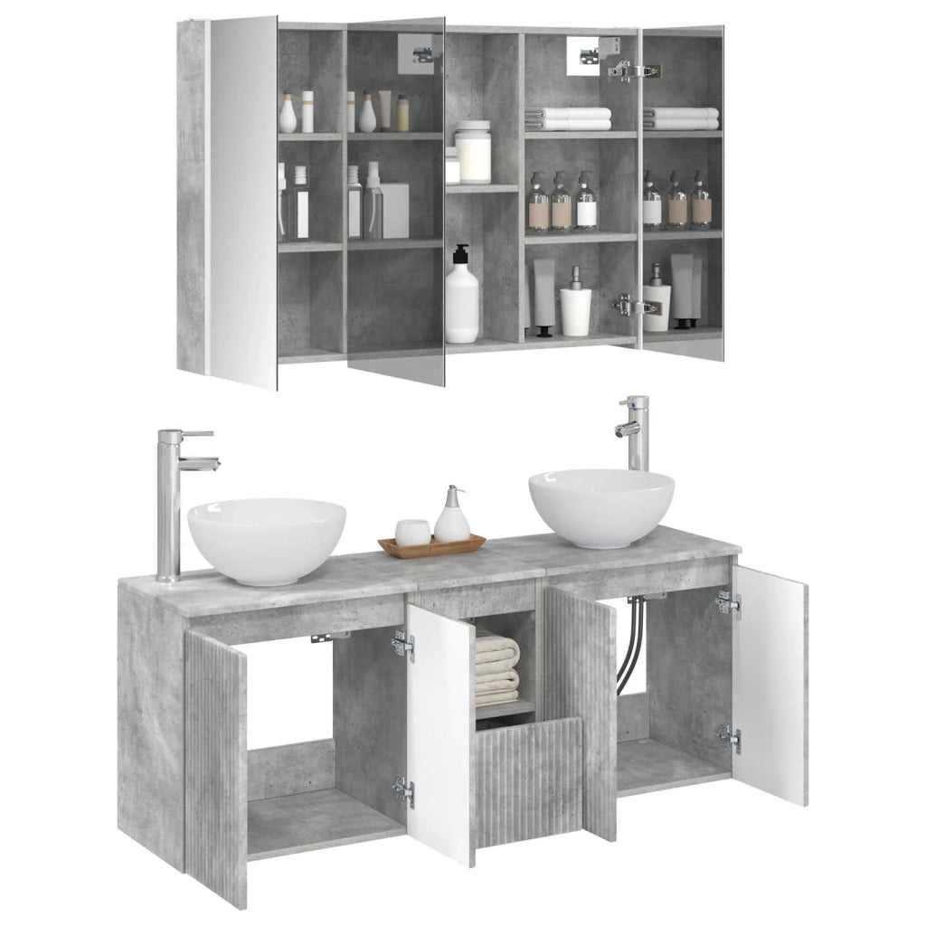 Set di Armadi da Bagno 4 pz Grigio Cemento Legno ingegnerizzato 3406346